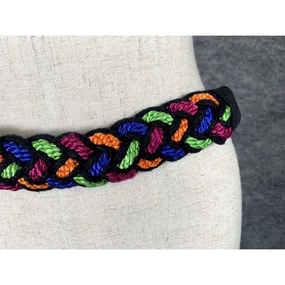 Vintage Statement Belt‎ Braided Womens Colorful 90s Strap Waist Retro